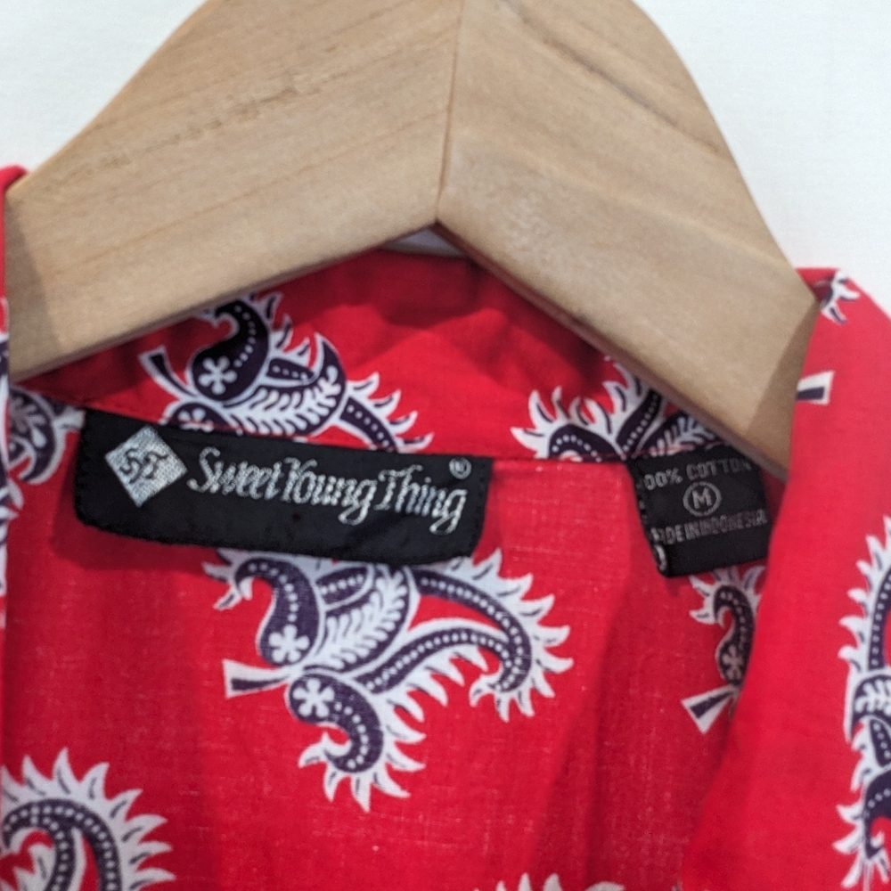 Vintage Sweet Young Thing 100% Cotton Bandana Print Romper Dress Size Medium - Picture 12 of 12